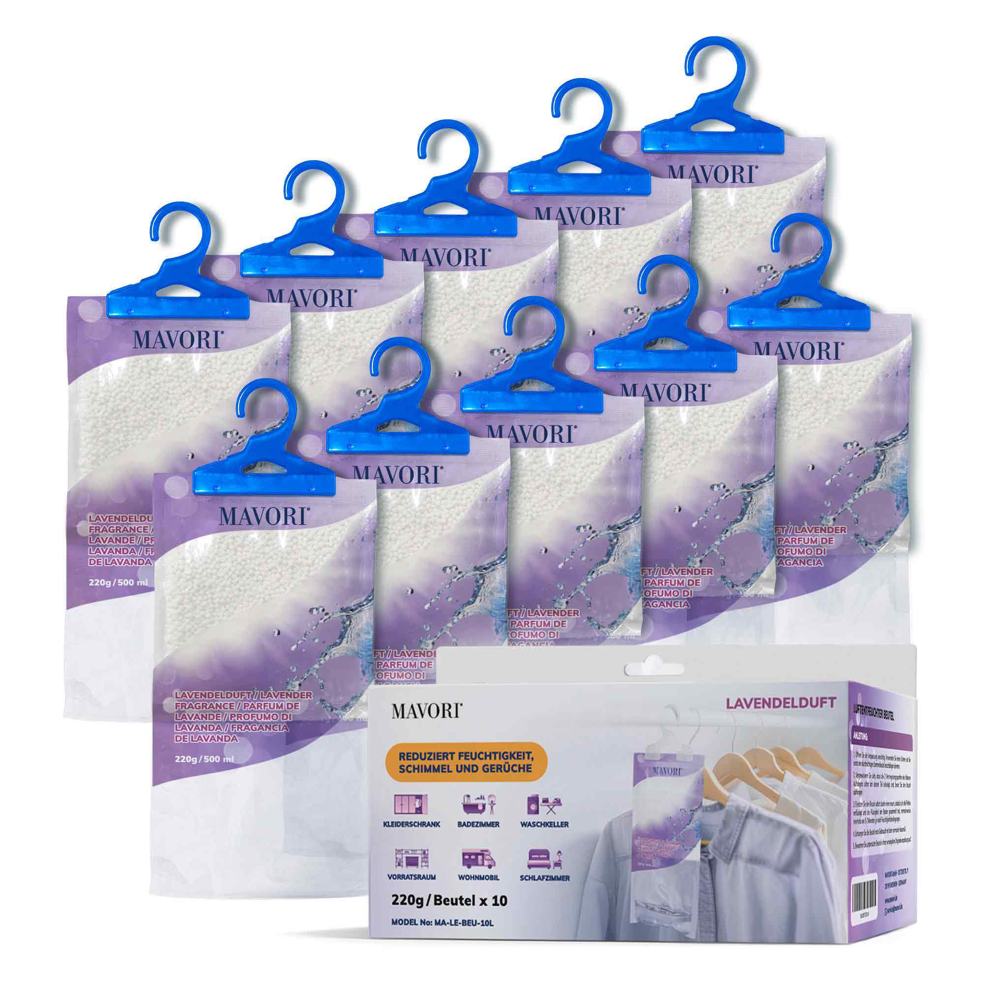 Luftentfeuchter zum Aufhängen - hilft gegen Feuchtigkeit, Schimmel und Gerüche - mit LAVENDELDUFT - NEU