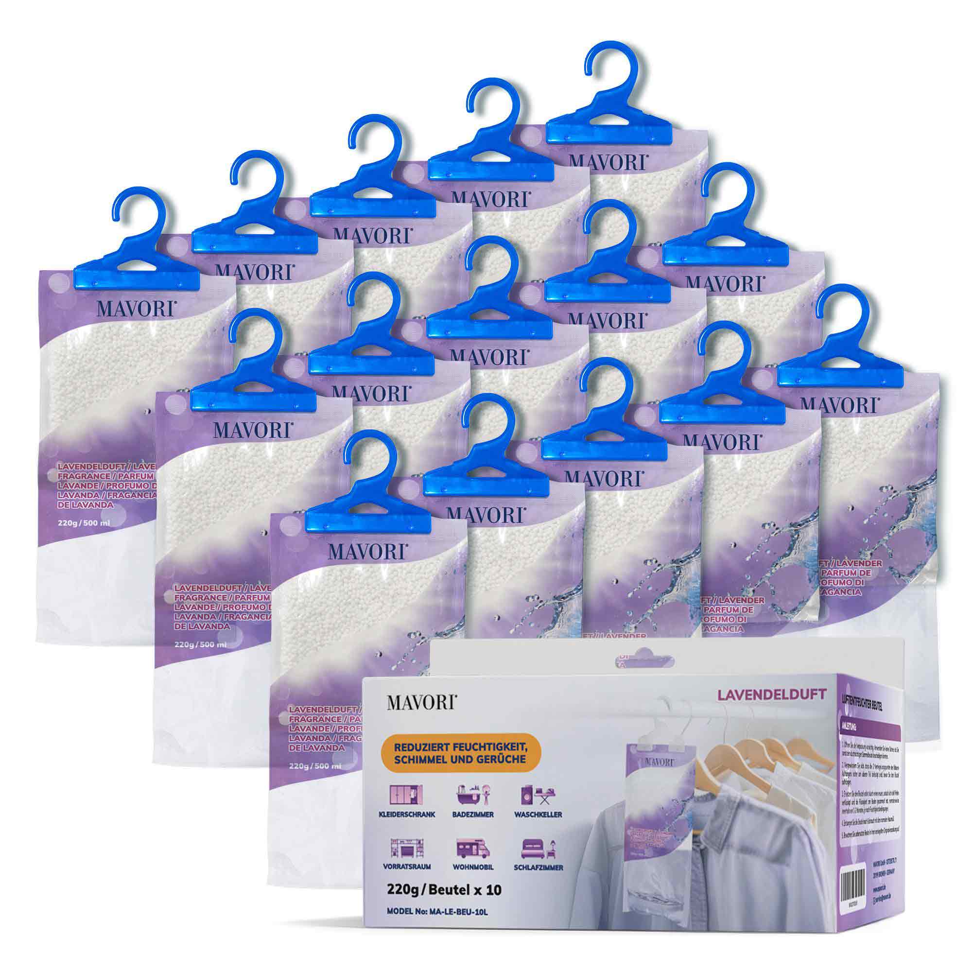 Luftentfeuchter zum Aufhängen - hilft gegen Feuchtigkeit, Schimmel und Gerüche - mit LAVENDELDUFT - NEU