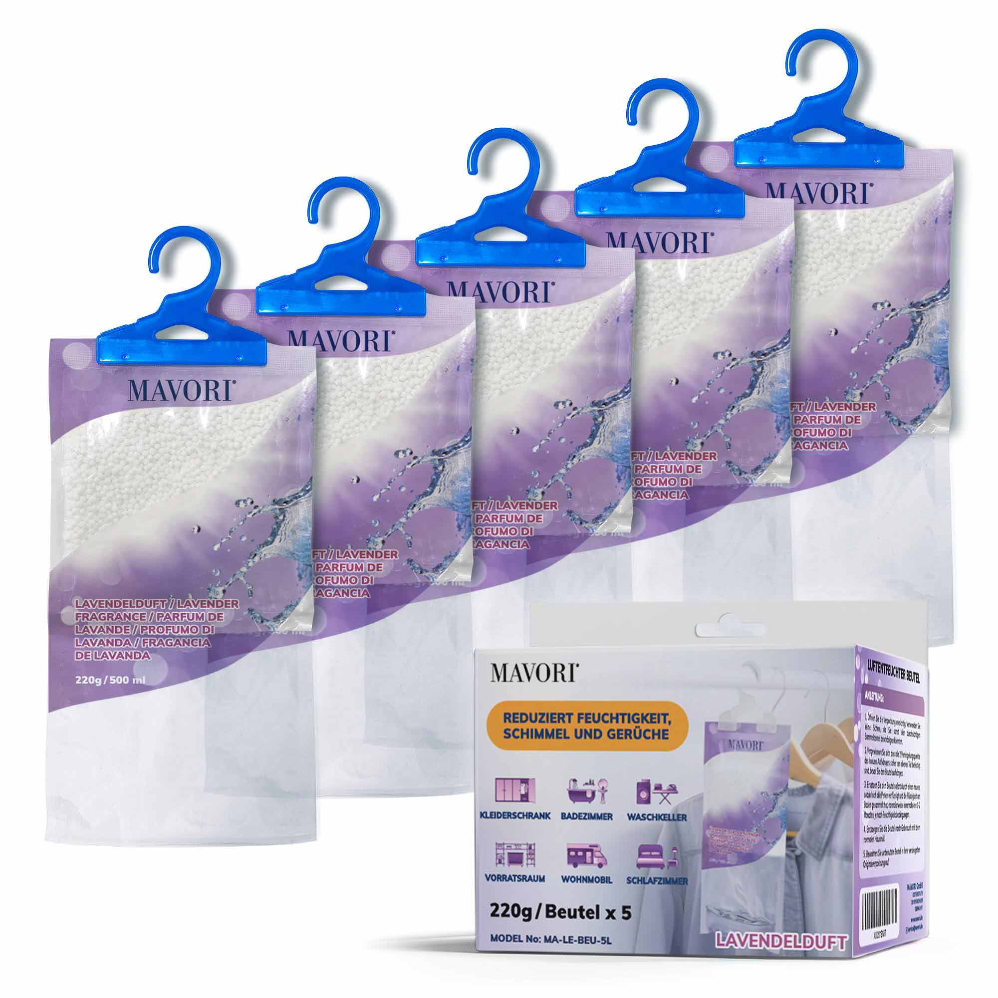 Luftentfeuchter zum Aufhängen - hilft gegen Feuchtigkeit, Schimmel und Gerüche - mit LAVENDELDUFT - NEU