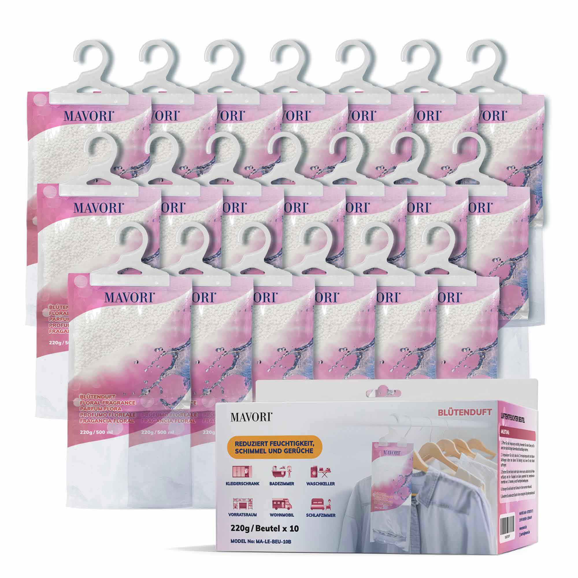 Luftentfeuchter zum Aufhängen - hilft gegen Feuchtigkeit, Schimmel und Gerüche - mit BLÜTENDUFT - NEU