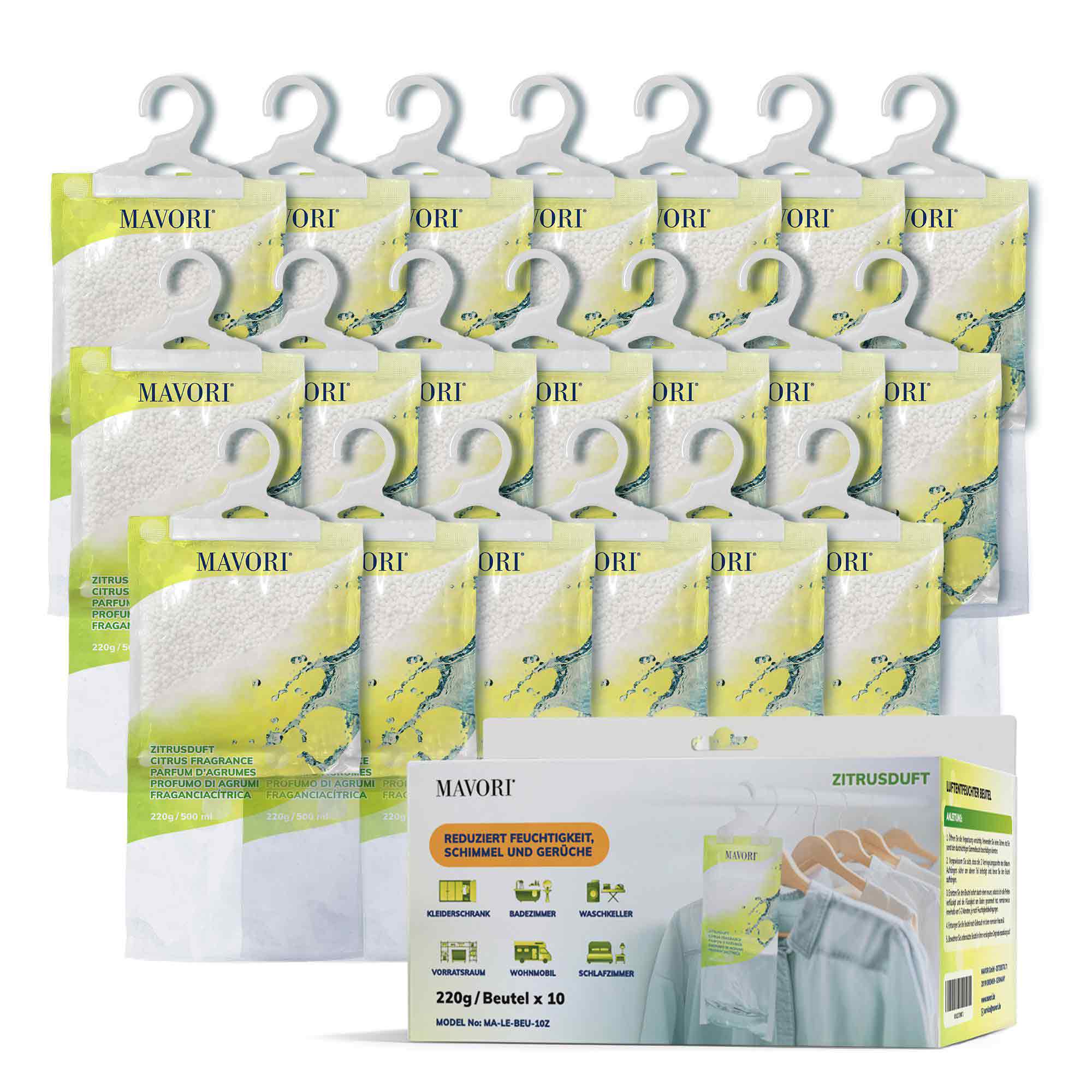 Luftentfeuchter zum Aufhängen - hilft gegen Feuchtigkeit, Schimmel und Gerüche - mit ZITRUSDUFT - NEU