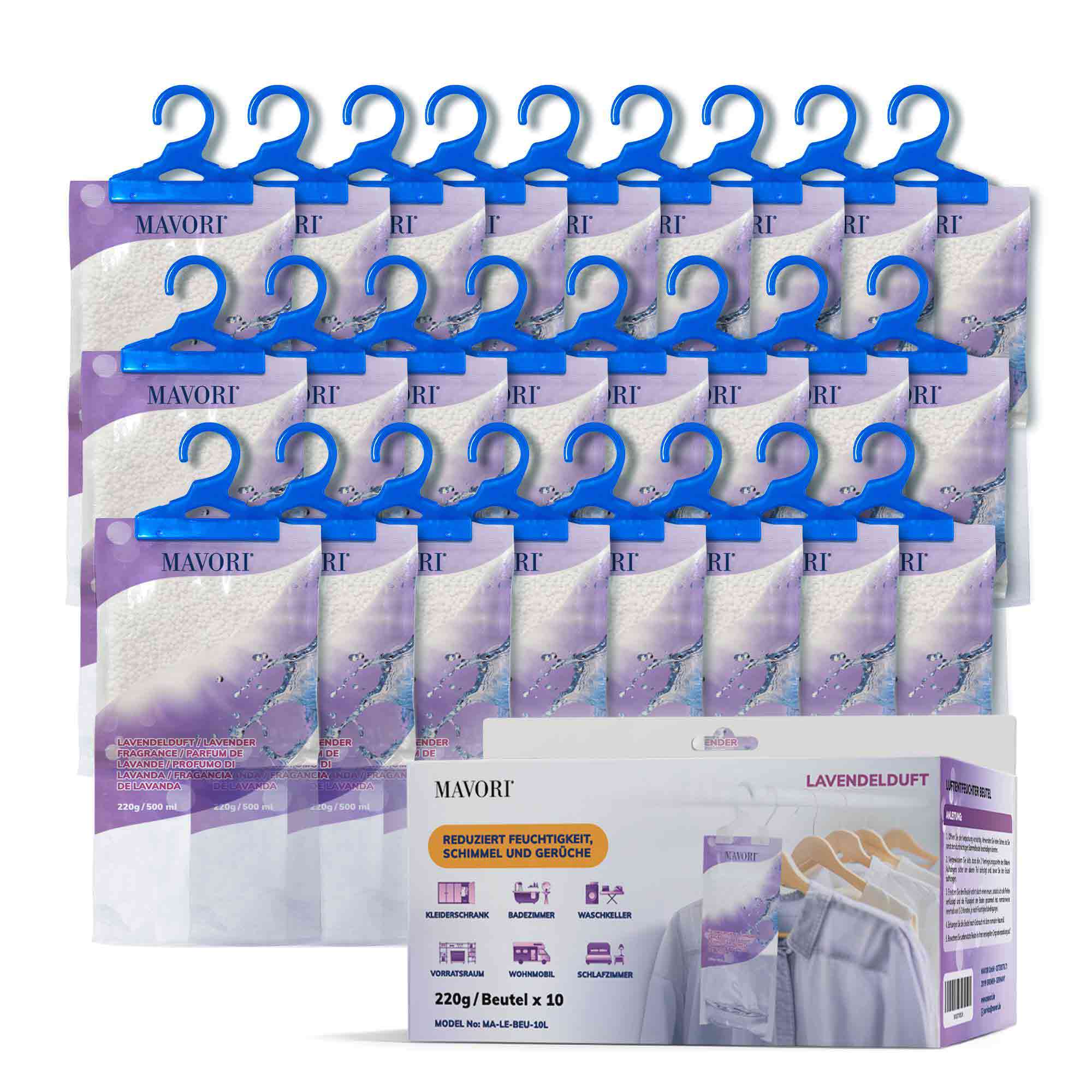 Luftentfeuchter zum Aufhängen - hilft gegen Feuchtigkeit, Schimmel und Gerüche - mit LAVENDELDUFT - NEU