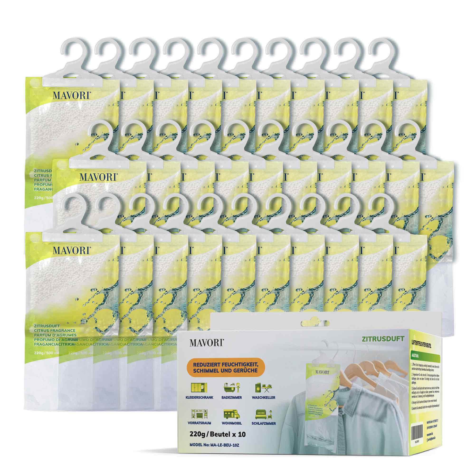 Luftentfeuchter zum Aufhängen - hilft gegen Feuchtigkeit, Schimmel und Gerüche - mit ZITRUSDUFT - NEU