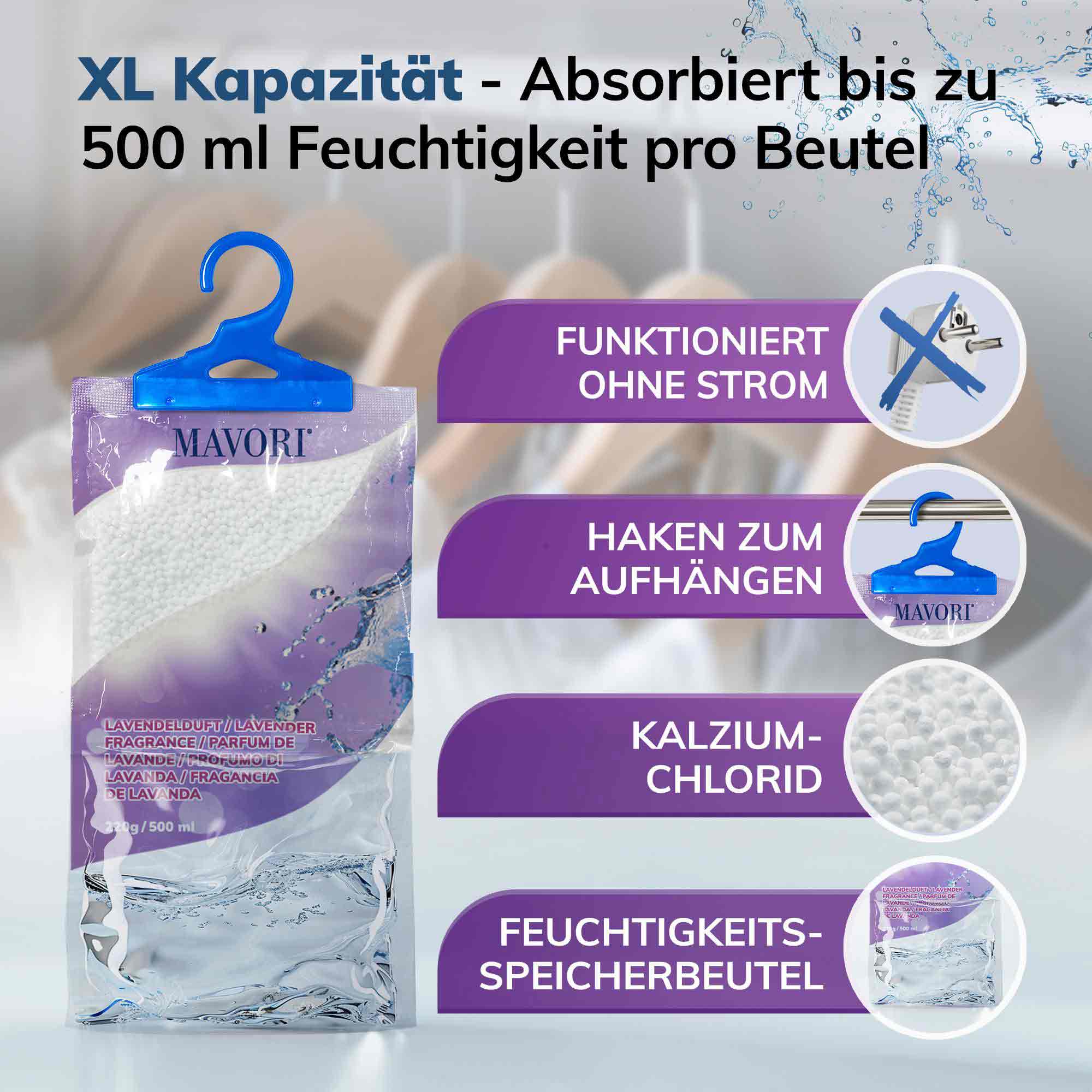 Luftentfeuchter zum Aufhängen - hilft gegen Feuchtigkeit, Schimmel und Gerüche - mit LAVENDELDUFT - NEU