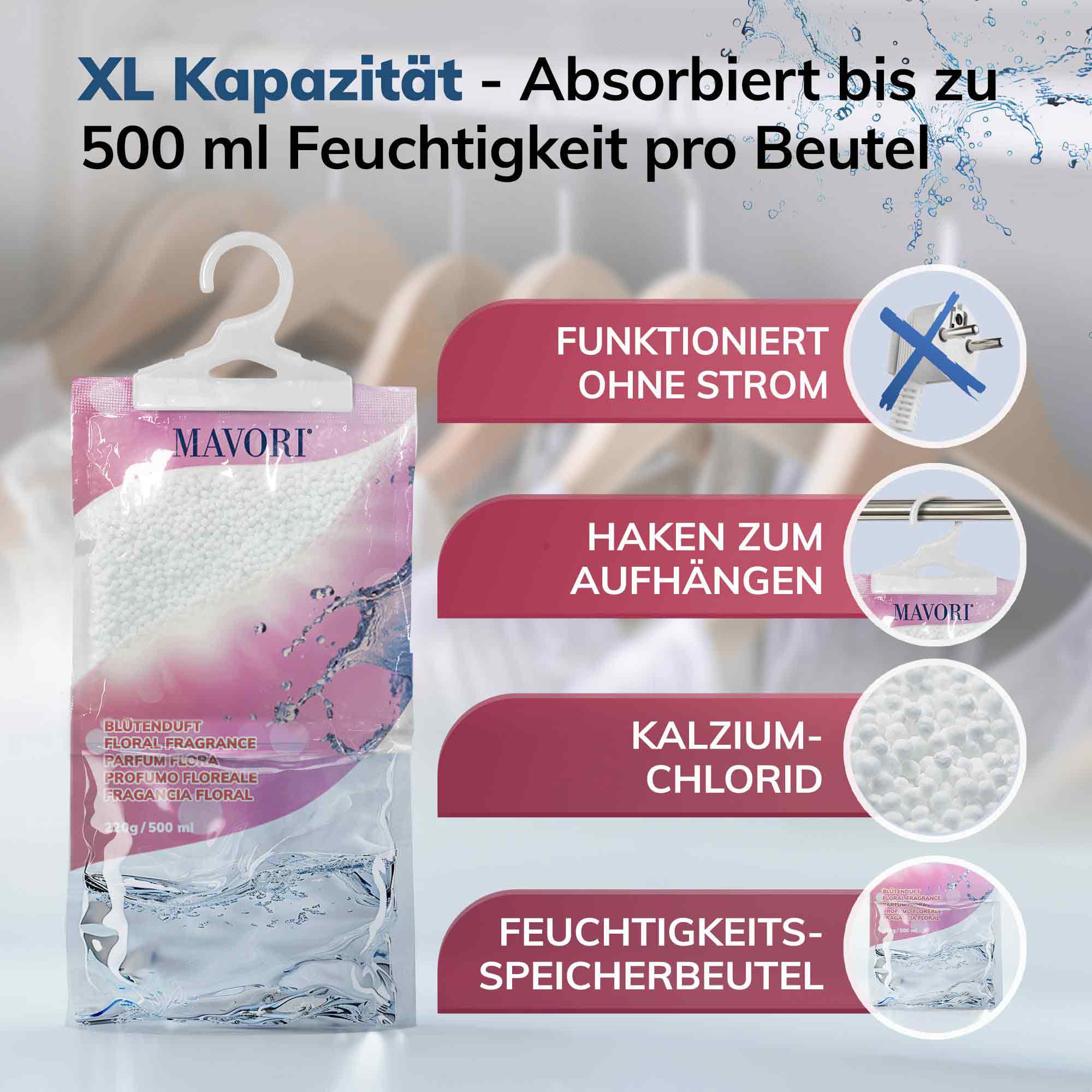 Luftentfeuchter zum Aufhängen - hilft gegen Feuchtigkeit, Schimmel und Gerüche - mit BLÜTENDUFT - NEU