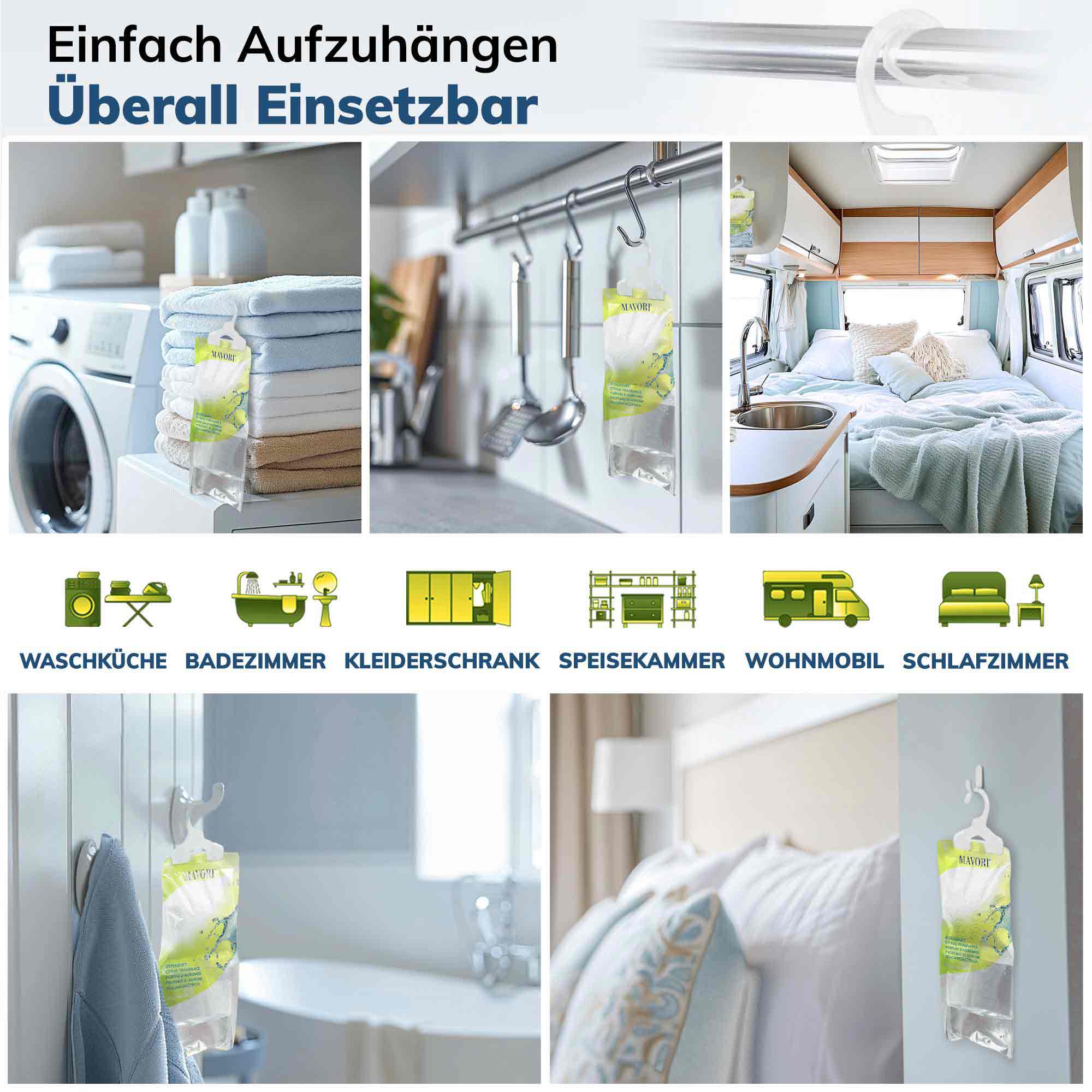 Luftentfeuchter zum Aufhängen - hilft gegen Feuchtigkeit, Schimmel und Gerüche - mit ZITRUSDUFT - NEU