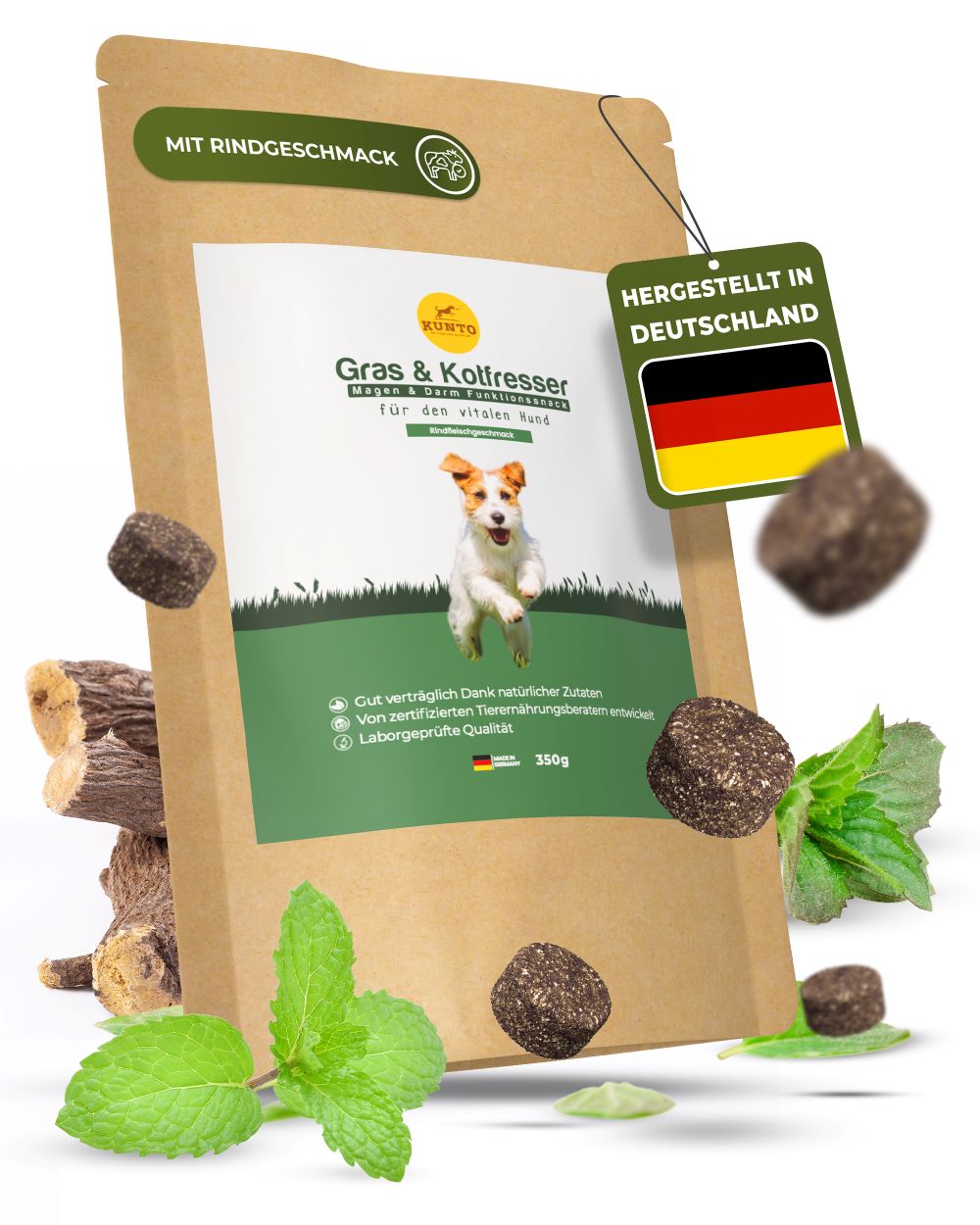 KUNTO® Gras- und Kotfresser Drops für Hunde