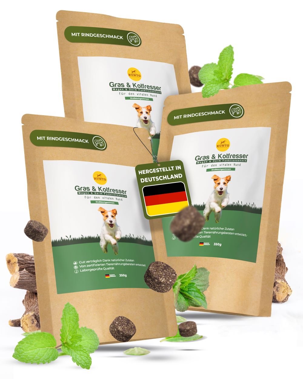 KUNTO® Gras- und Kotfresser Drops für Hunde
