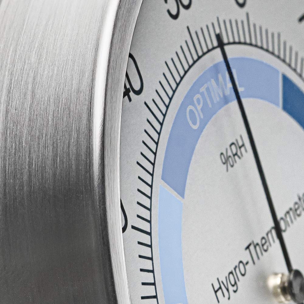 2 in 1 HYGROMETER & THERMOMETER aus Edelstahl - Funktional und Stilvoll - Ø 12,5 cm