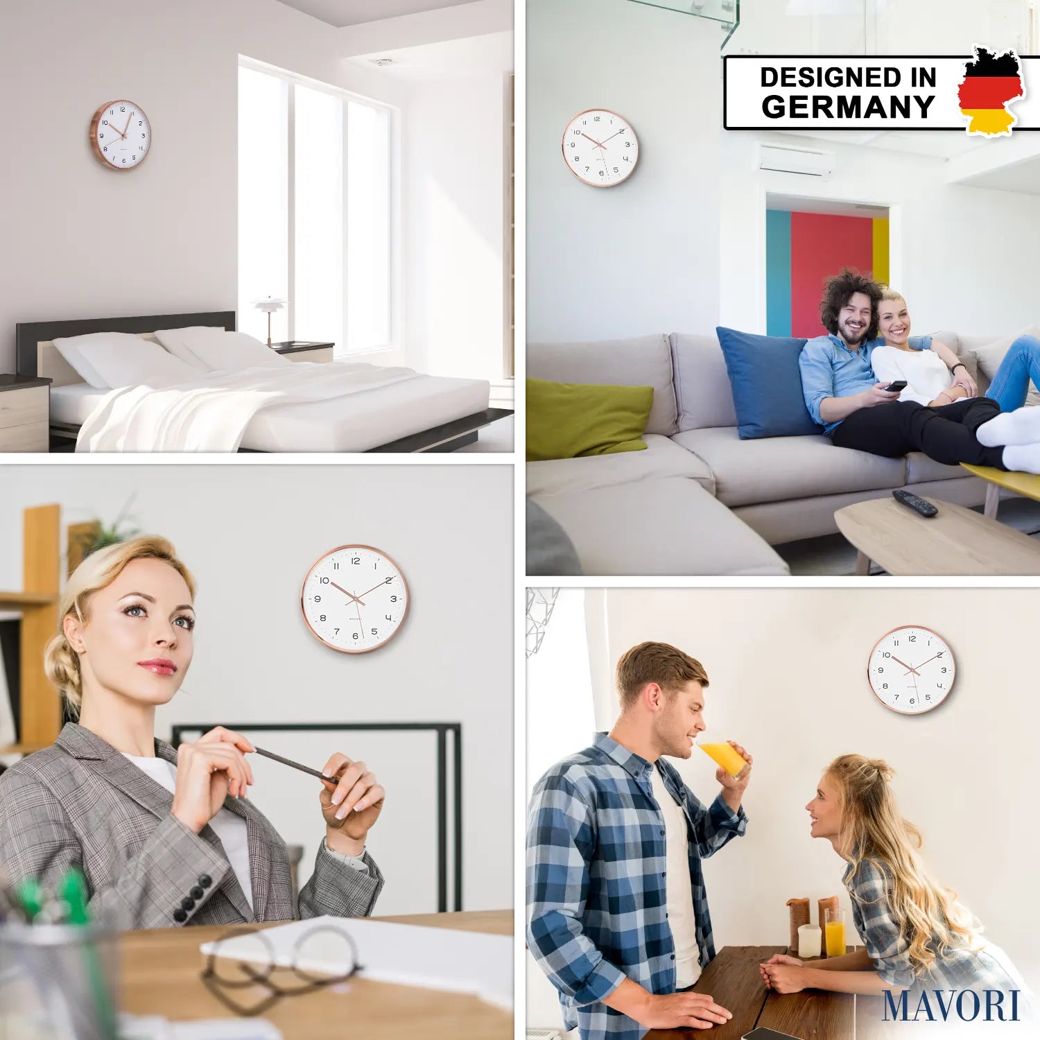 PREMIUM WANDUHR mit Metallrahmen - geräuschlos und sehr dekorativ