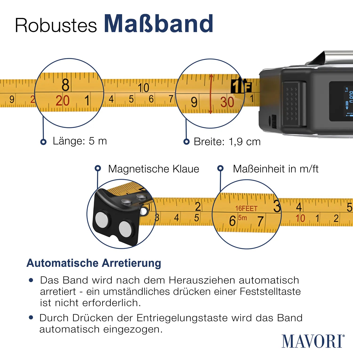 PREMIUM LASER ENTFERNUNGSMESSER MIT MAẞBAND - äußerst präzise und sehr robust
