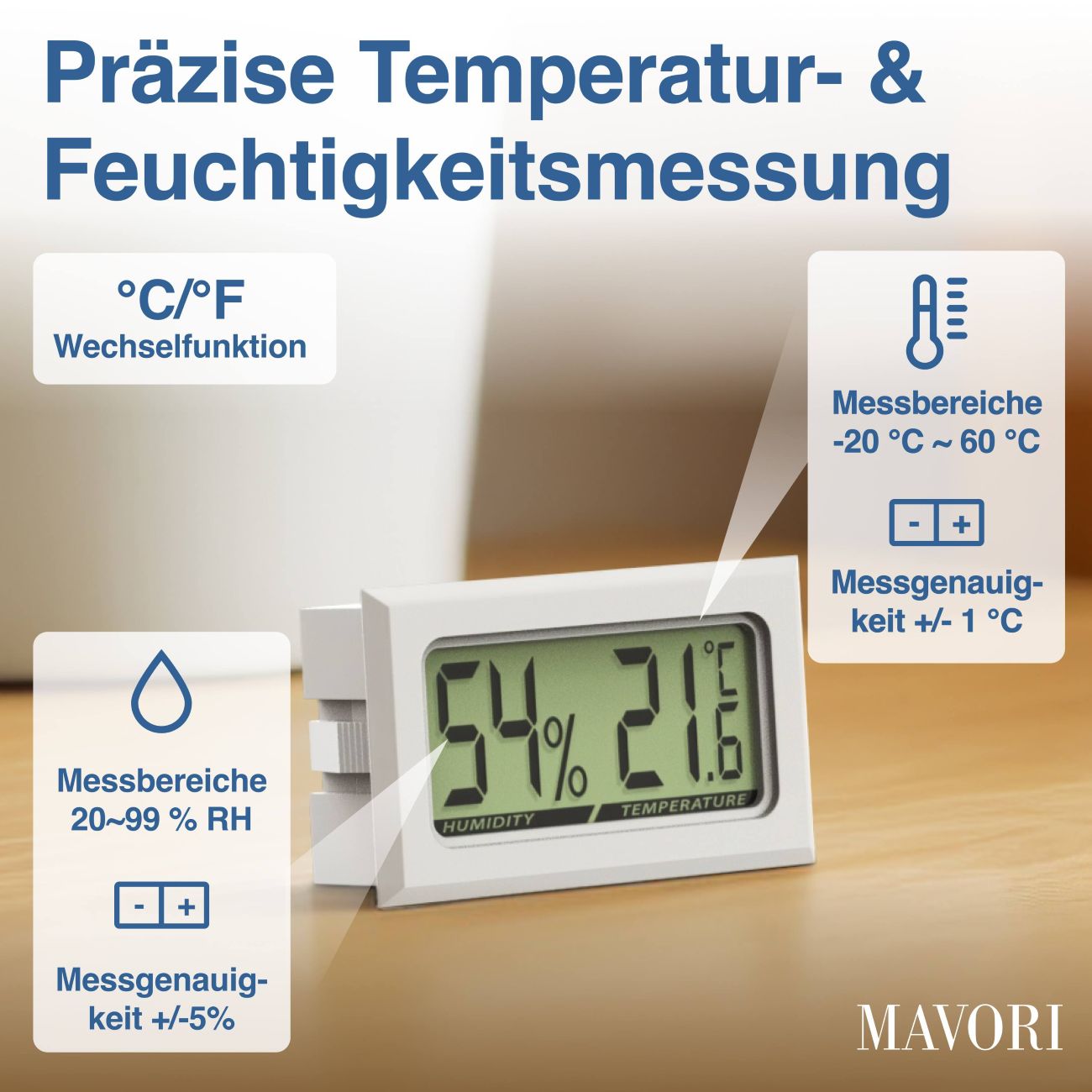 MINI HYGRO-THERMOMETER - zuverlässig und genau - inklusive Batterien