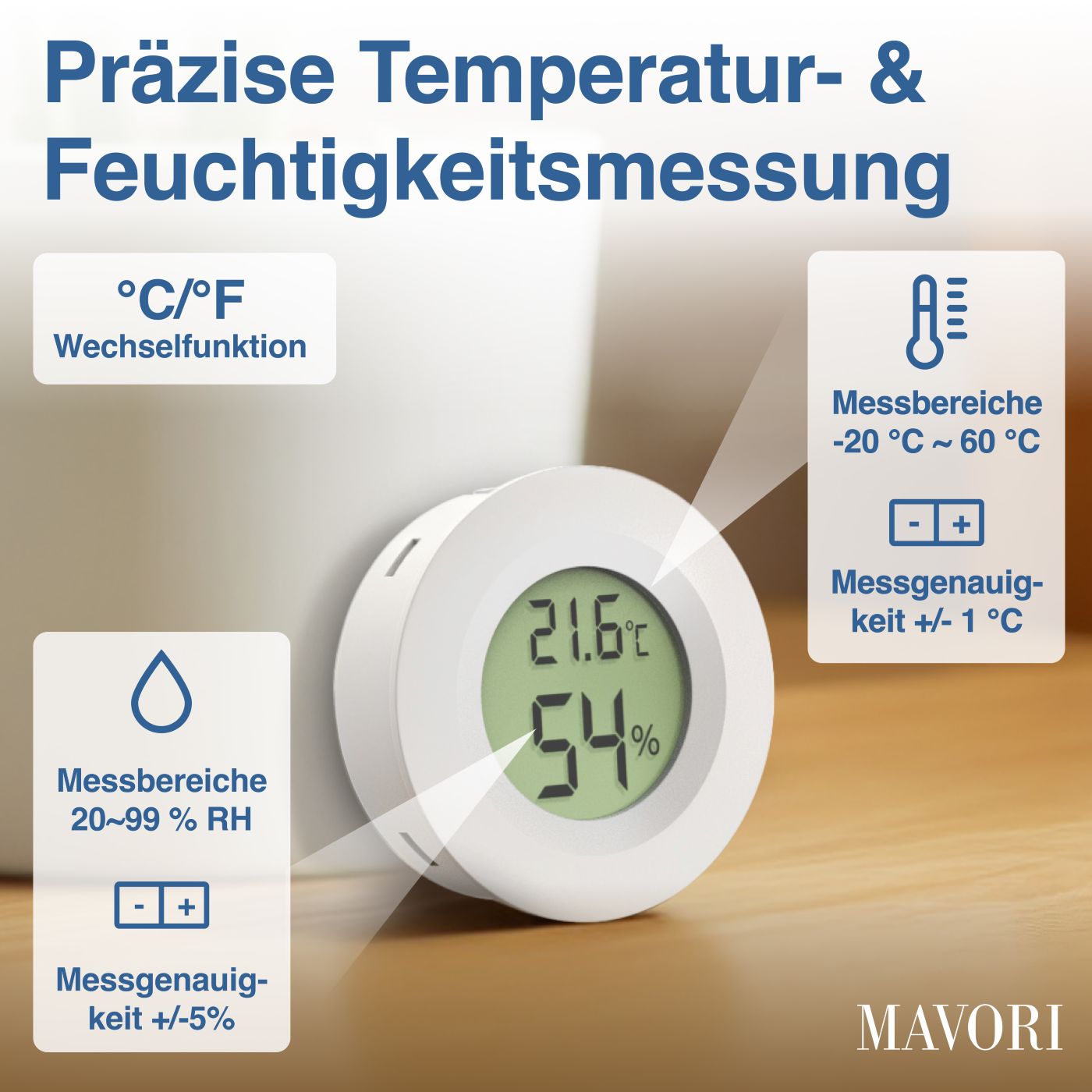 MINI HYGRO-THERMOMETER - sehr zuverlässig und vielseitig einsetzbar - inklusive Batterien