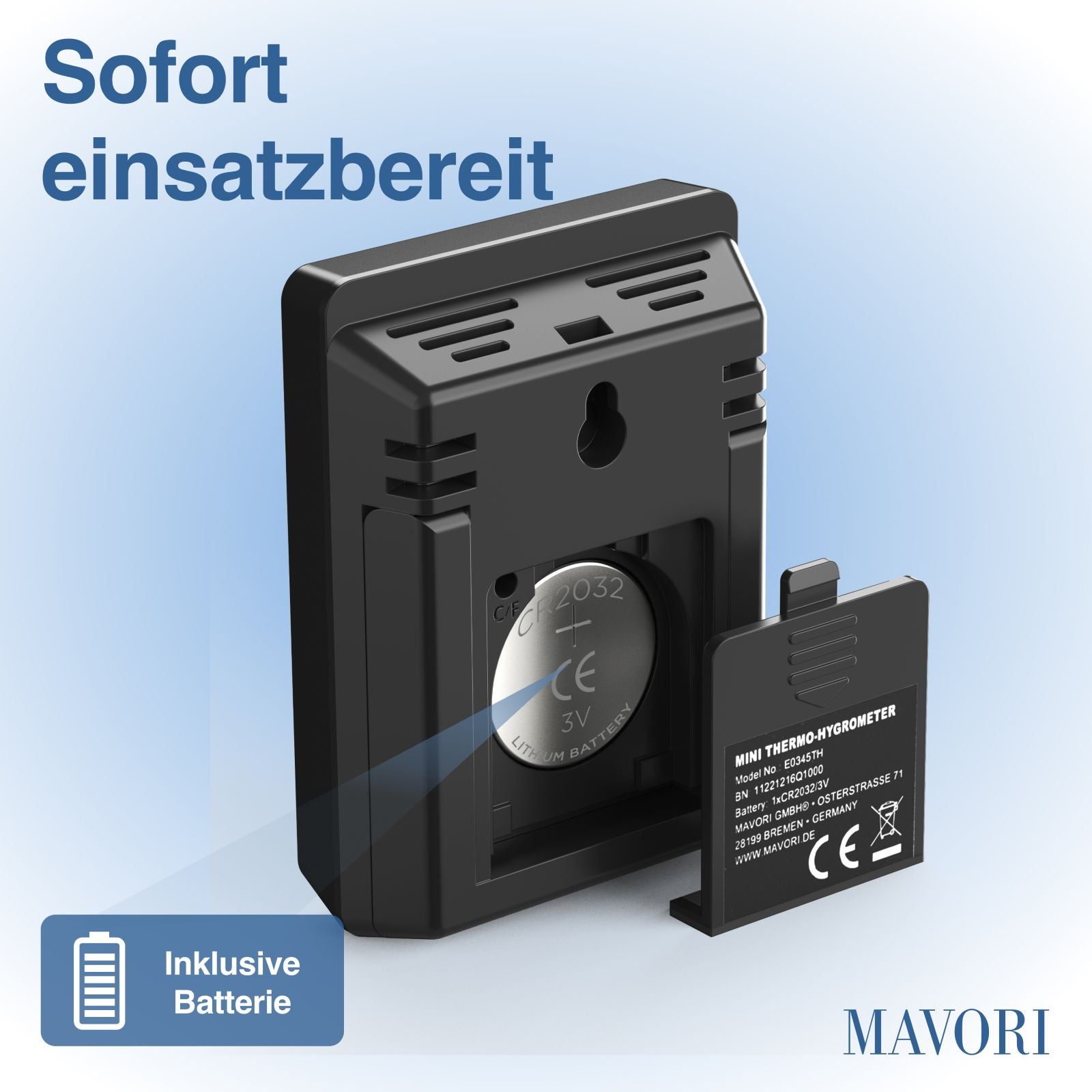 DIGITALER HYGRO-THERMOMETER E0345 - kompakt und mit präzisen Messwerten - TESTSIEGER BEI FAZ-KAUFKOMPASS