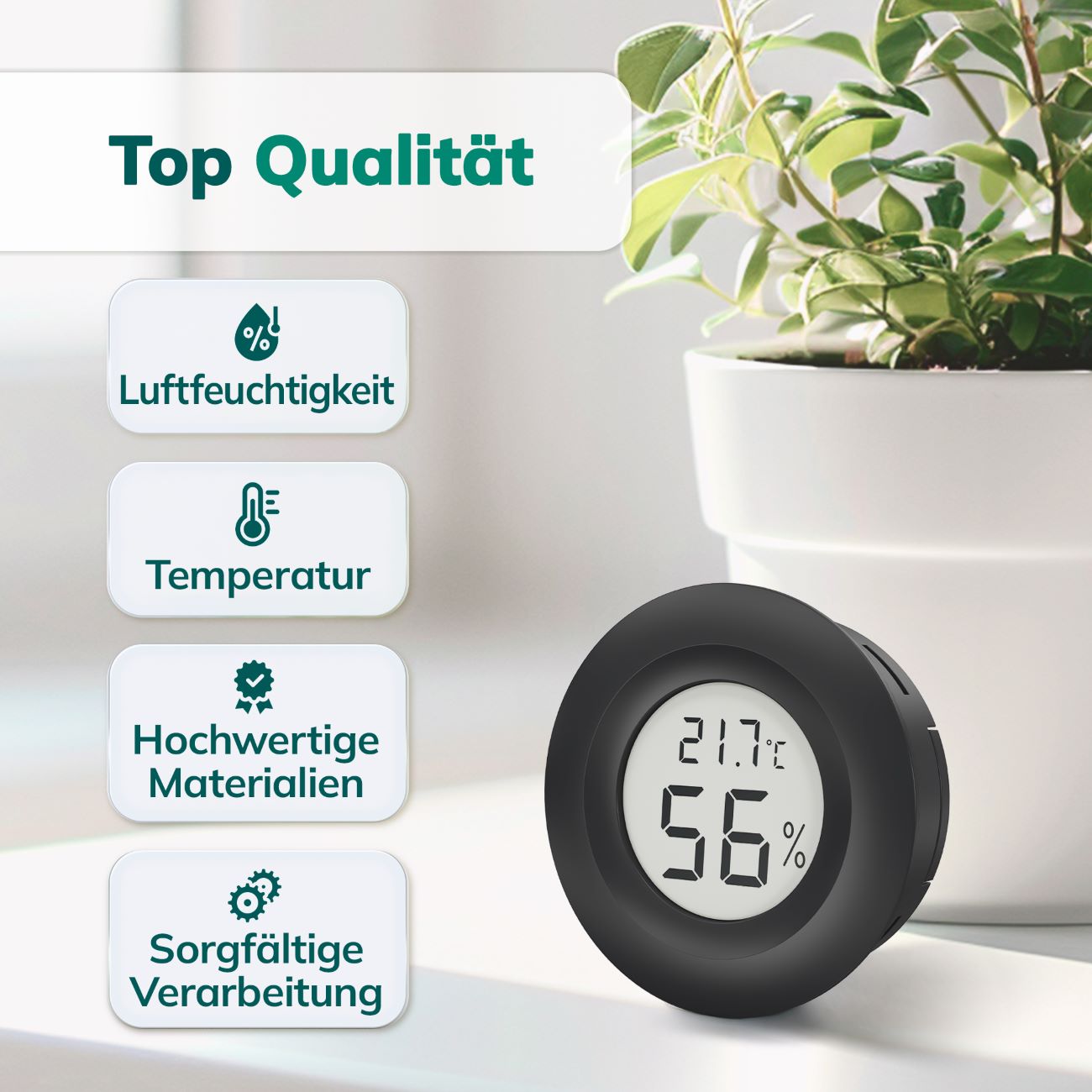 MINI HYGRO-THERMOMETER - sehr zuverlässig und vielseitig einsetzbar - inklusive Batterien