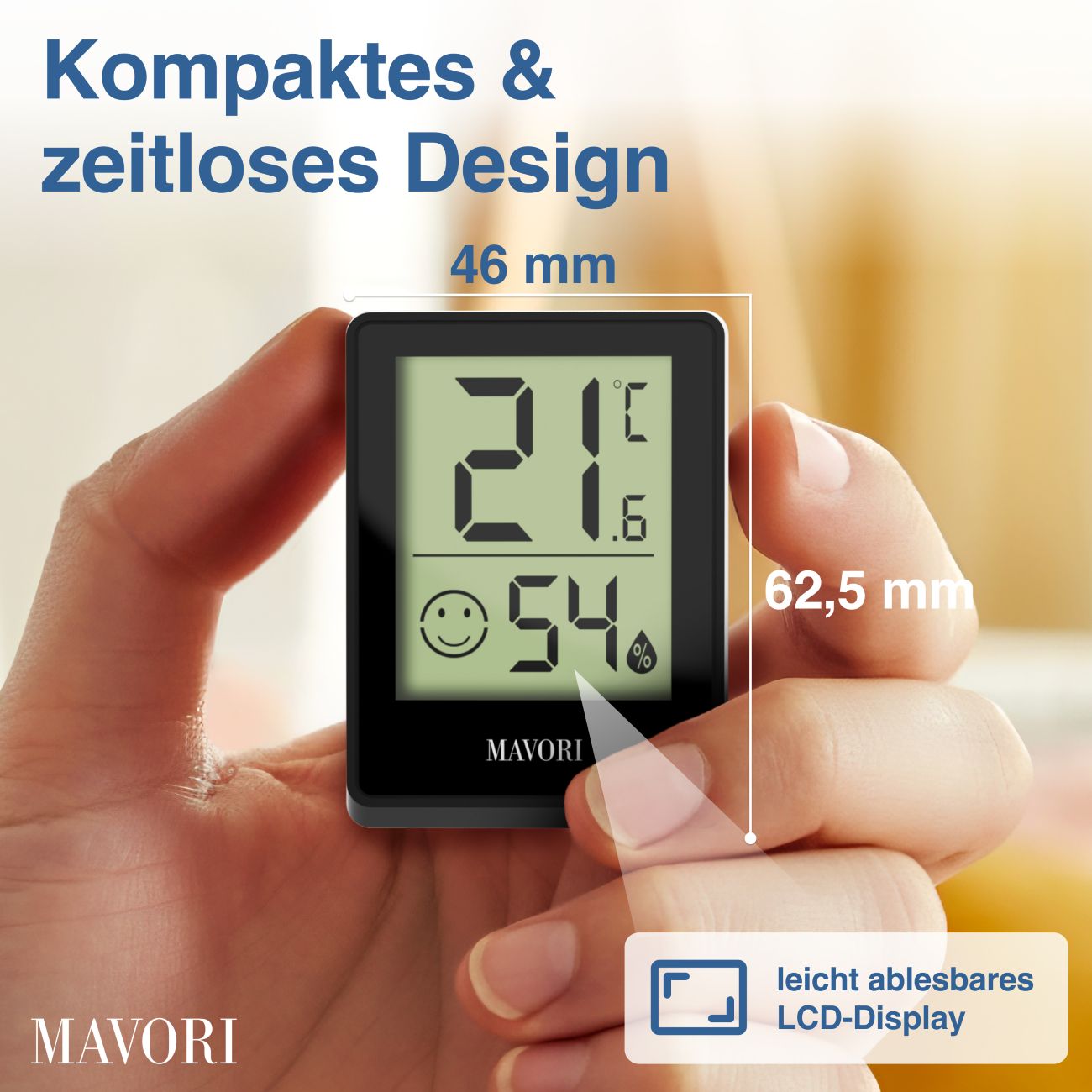 DIGITALER HYGRO-THERMOMETER E0345 - kompakt und mit präzisen Messwerten - TESTSIEGER BEI FAZ-KAUFKOMPASS