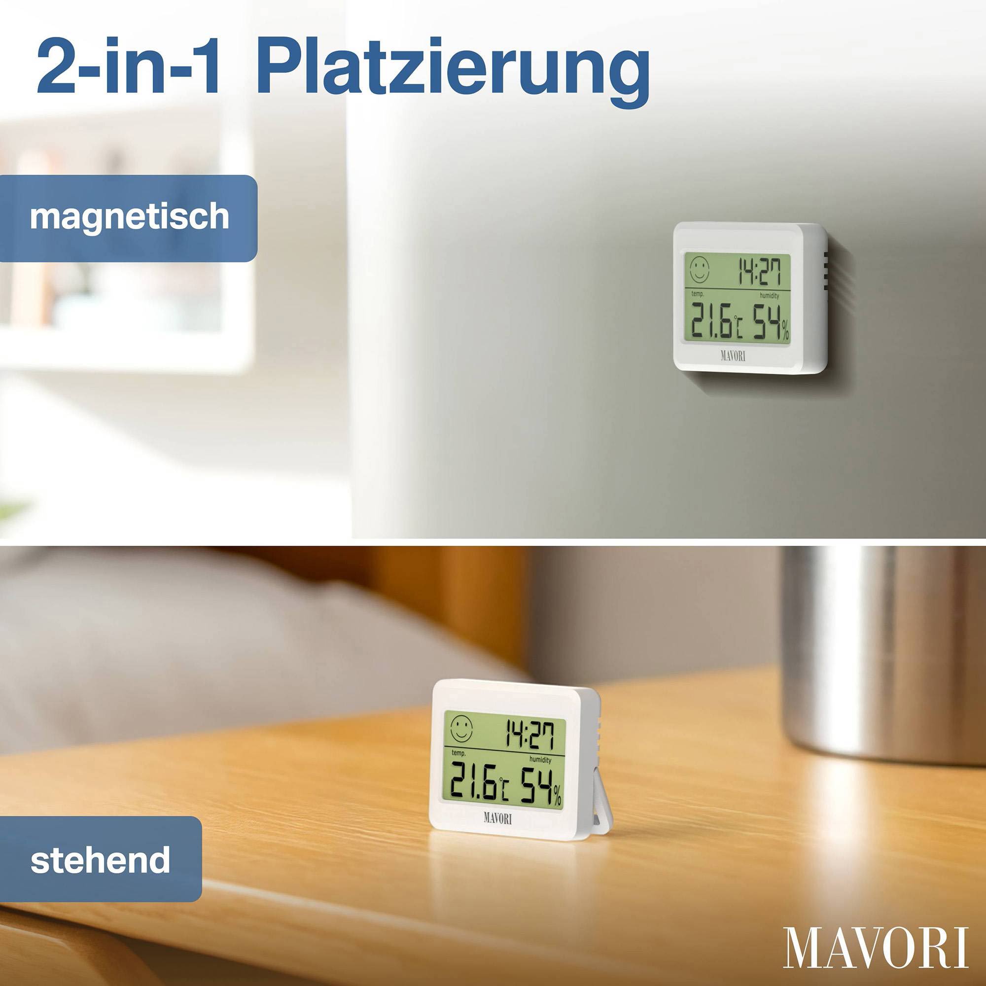 DIGITALER HYGRO-THERMOMETER inkl. UHR - kompakt und mit präzisen Messwerten - NEU