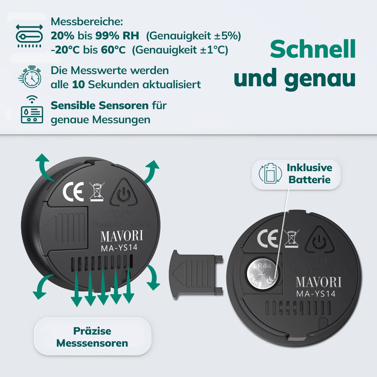 MINI HYGRO-THERMOMETER - sehr zuverlässig und vielseitig einsetzbar - inklusive Batterien