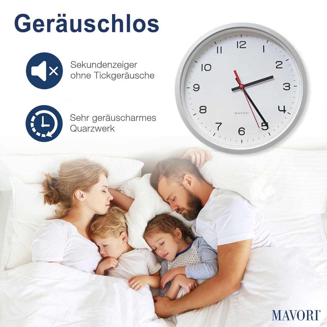 ANALOGE WANDUHR OHNE TICKGERÄUSCHE - lautlos und hochwertig