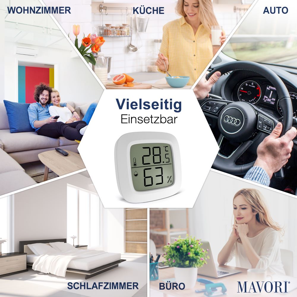 KOMPAKTER HYGRO-THERMOMETER - präzise und inklusive Batterien - NEUES MODELL