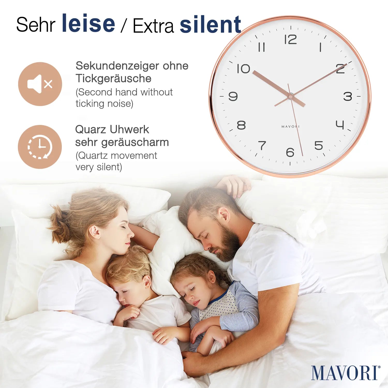 PREMIUM WANDUHR mit Metallrahmen - geräuschlos und sehr dekorativ