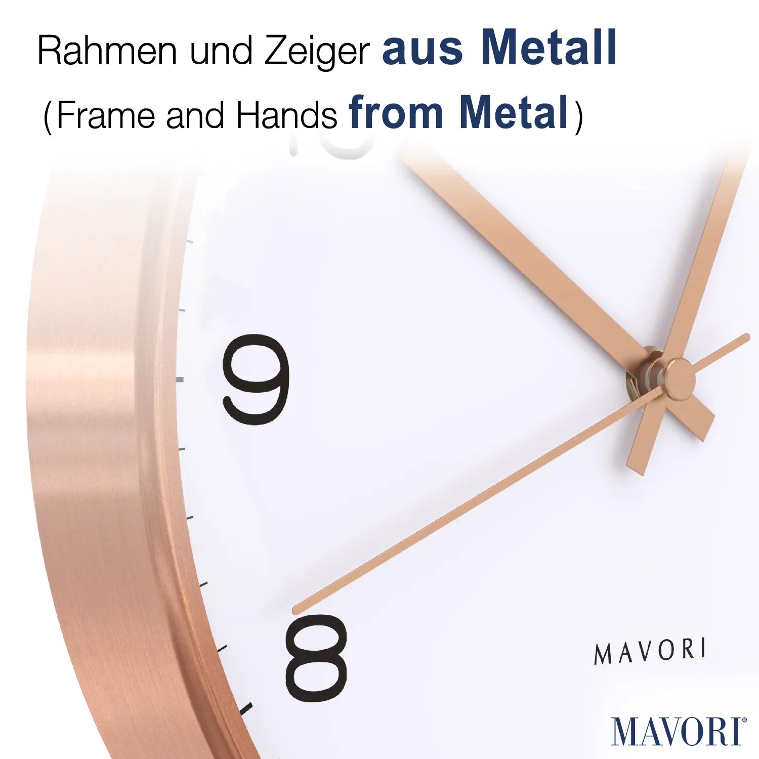 PREMIUM WANDUHR mit Metallrahmen - geräuschlos und sehr dekorativ