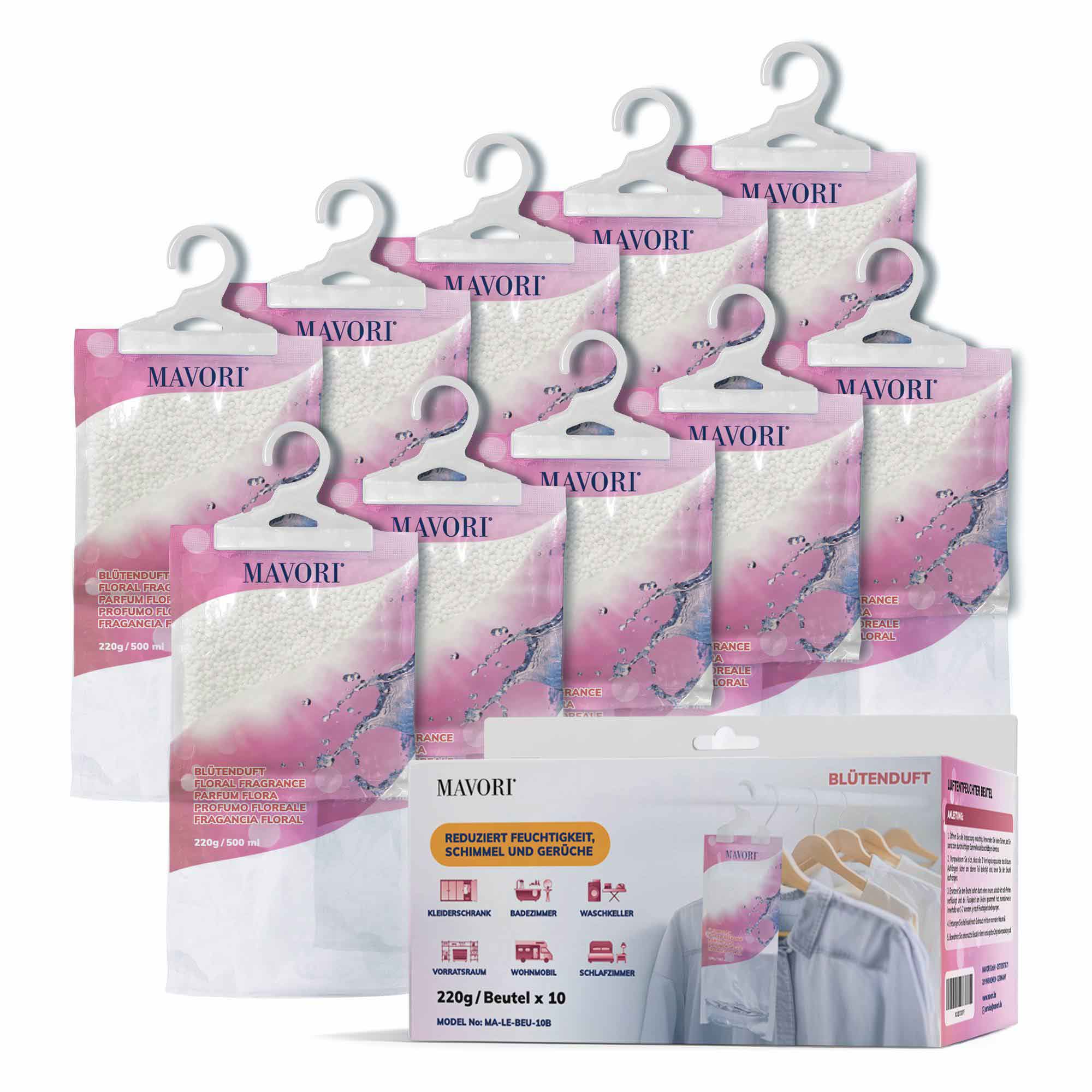 Luftentfeuchter zum Aufhängen - hilft gegen Feuchtigkeit, Schimmel und Gerüche - mit BLÜTENDUFT - NEU