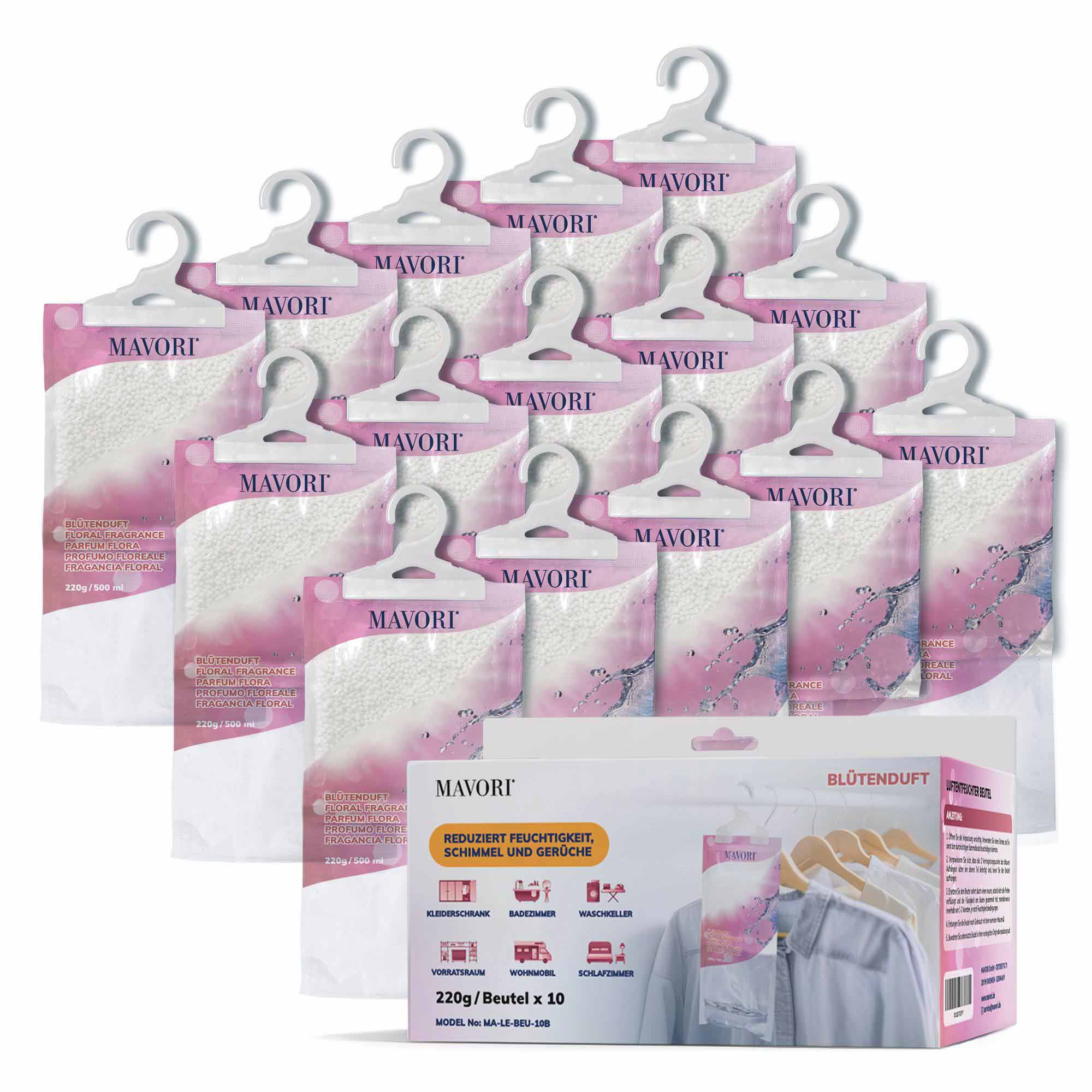 Luftentfeuchter zum Aufhängen - hilft gegen Feuchtigkeit, Schimmel und Gerüche - mit BLÜTENDUFT - NEU