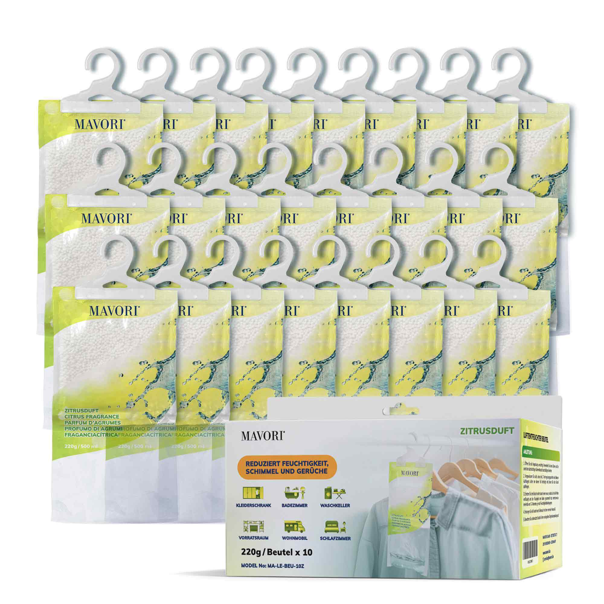 Luftentfeuchter zum Aufhängen - hilft gegen Feuchtigkeit, Schimmel und Gerüche - mit ZITRUSDUFT - NEU