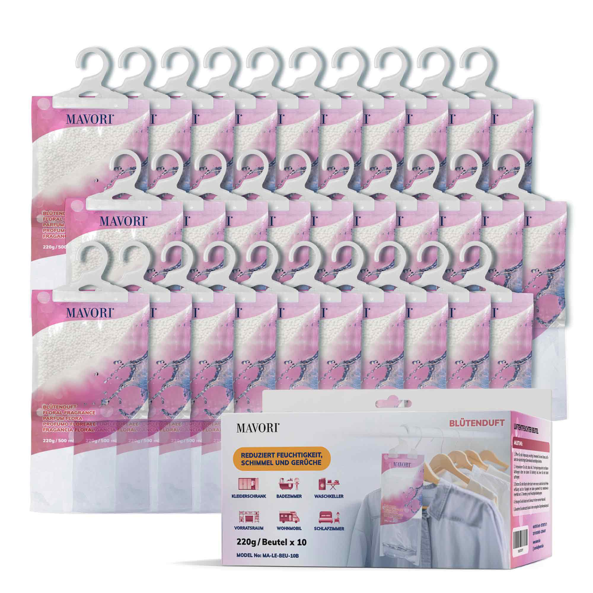 Luftentfeuchter zum Aufhängen - hilft gegen Feuchtigkeit, Schimmel und Gerüche - mit BLÜTENDUFT - NEU