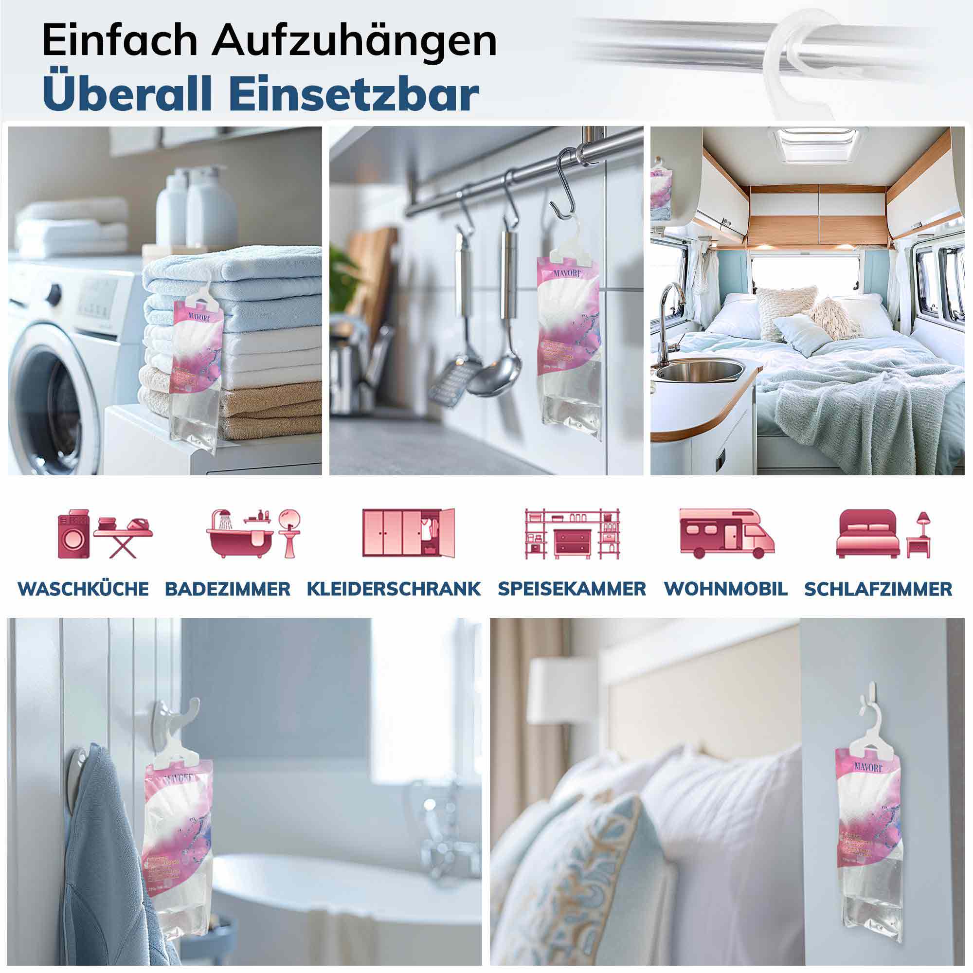 Luftentfeuchter zum Aufhängen - hilft gegen Feuchtigkeit, Schimmel und Gerüche - mit BLÜTENDUFT - NEU