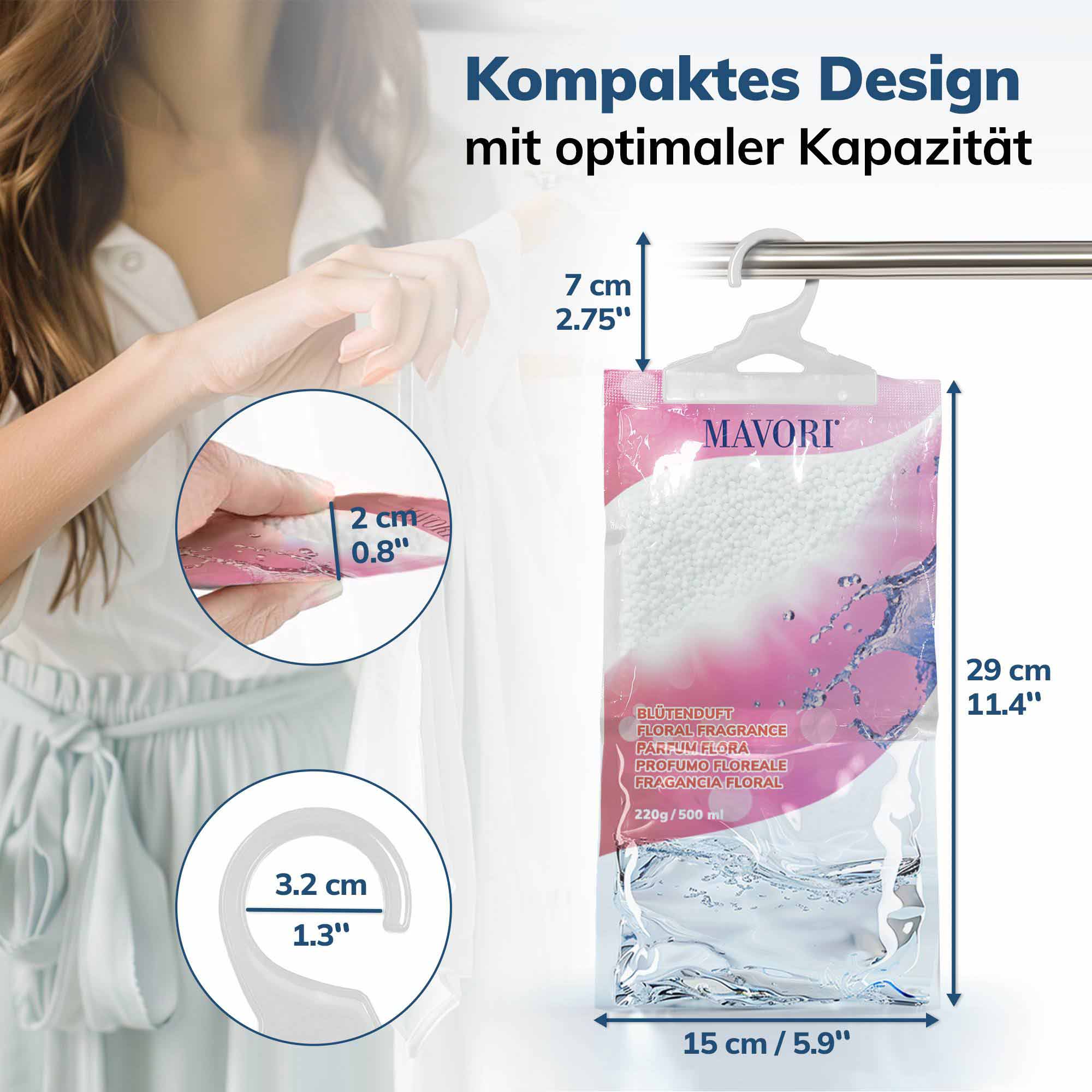 Luftentfeuchter zum Aufhängen - hilft gegen Feuchtigkeit, Schimmel und Gerüche - mit BLÜTENDUFT - NEU