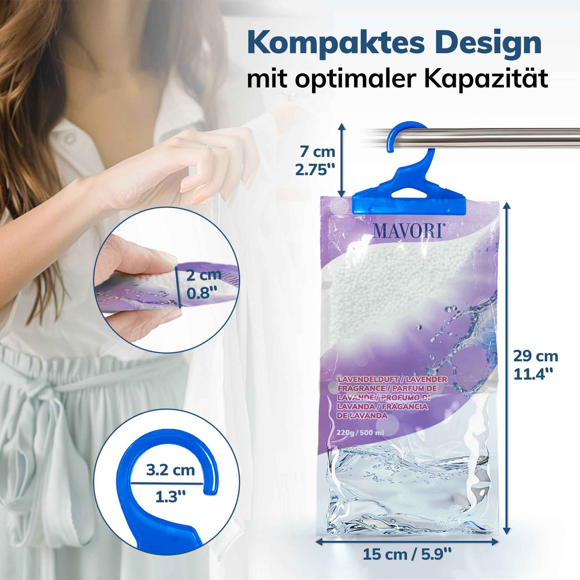 Luftentfeuchter zum Aufhängen - hilft gegen Feuchtigkeit, Schimmel und Gerüche - mit LAVENDELDUFT - NEU