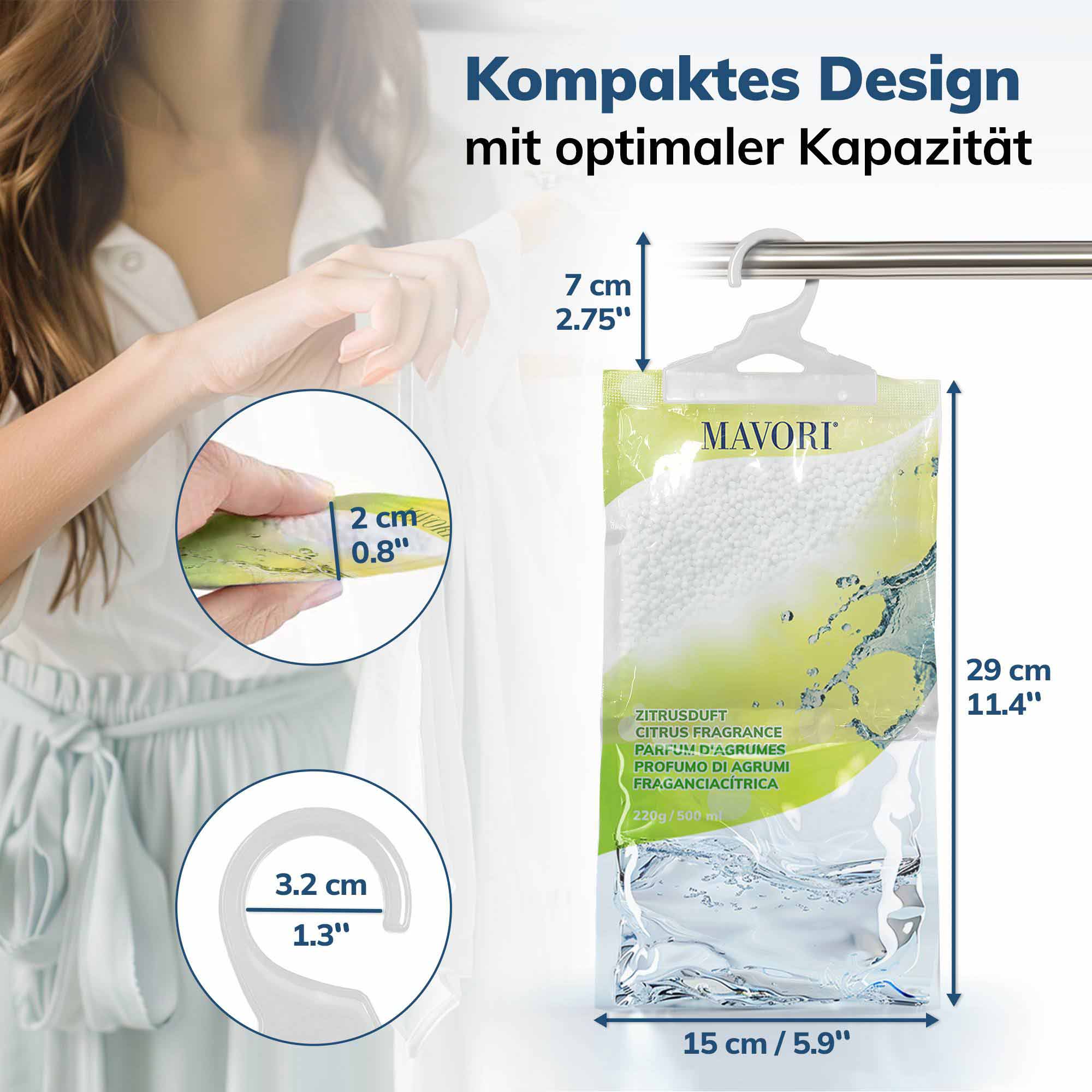 Luftentfeuchter zum Aufhängen - hilft gegen Feuchtigkeit, Schimmel und Gerüche - mit ZITRUSDUFT - NEU