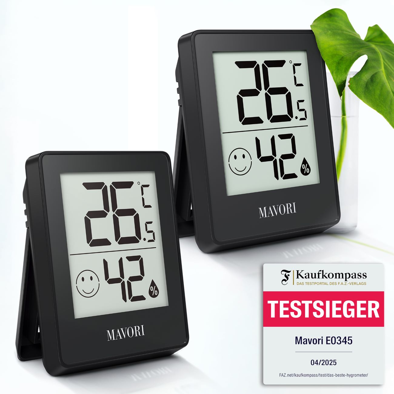 DIGITALER HYGRO-THERMOMETER E0345 - kompakt und mit präzisen Messwerten - TESTSIEGER BEI FAZ-KAUFKOMPASS