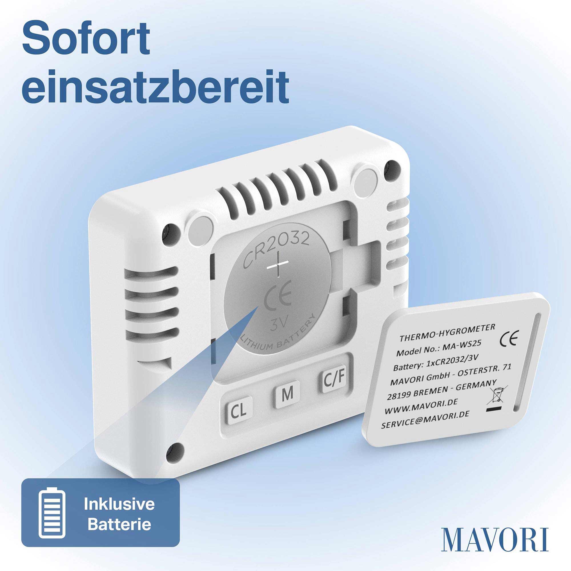 DIGITALER HYGRO-THERMOMETER inkl. UHR - kompakt und mit präzisen Messwerten - NEU