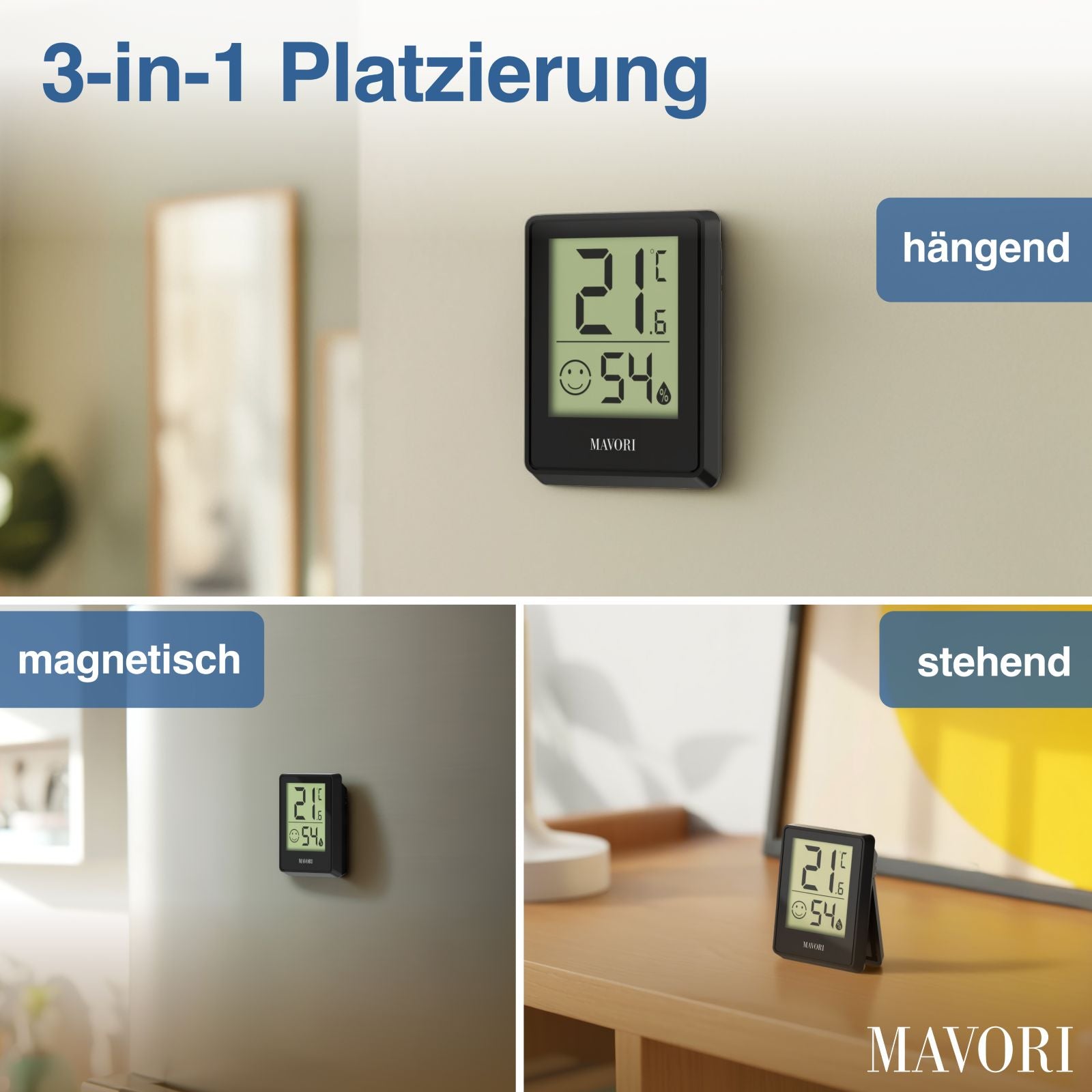 DIGITALER HYGRO-THERMOMETER E0345 - kompakt und mit präzisen Messwerten - TESTSIEGER BEI FAZ-KAUFKOMPASS