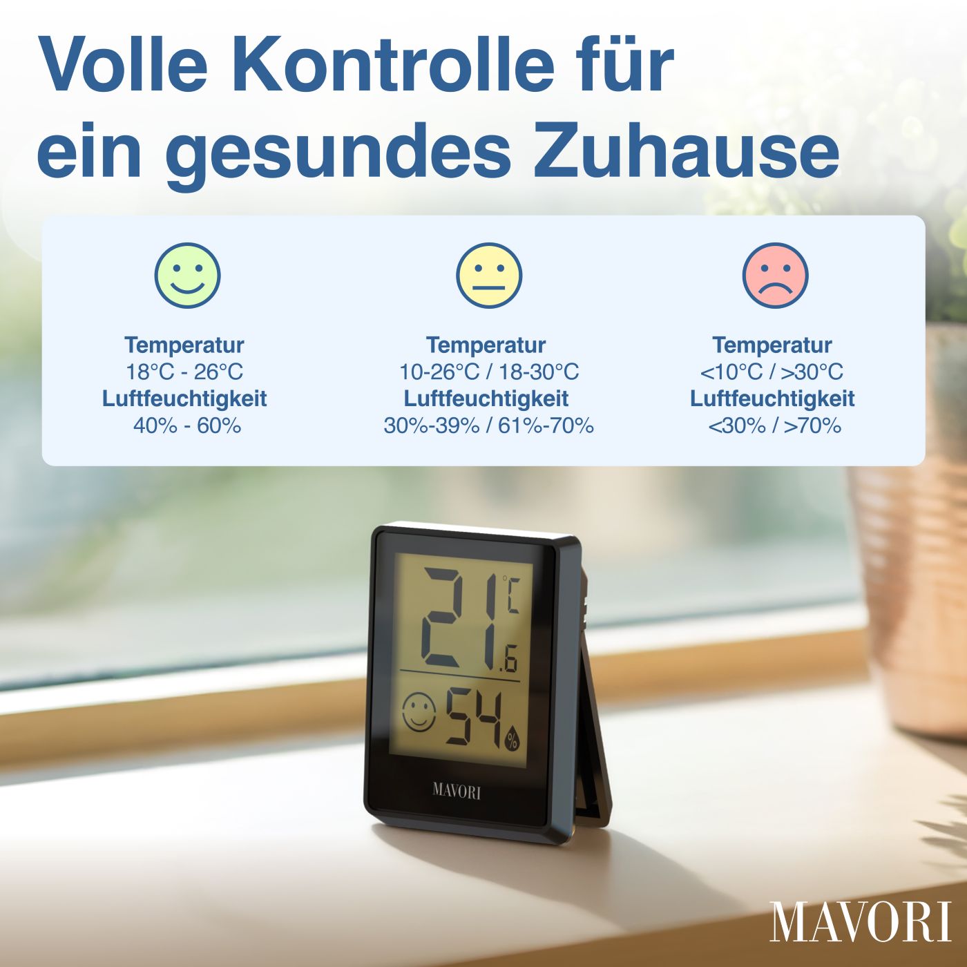 DIGITALER HYGRO-THERMOMETER E0345 - kompakt und mit präzisen Messwerten - TESTSIEGER BEI FAZ-KAUFKOMPASS